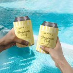 Gepersonaliseerde Bachelorette Party Stripes Geïsoleerde Bierblikjes Koeler Hoes met Naam Datum en Plaats Strandfeest Huwelijkscadeau voor Bruidsmeisjes