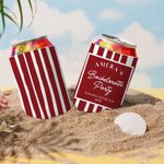 Gepersonaliseerde Bachelorette Party Stripes Geïsoleerde Bierblikjes Koeler Hoes met Naam Datum en Plaats Strandfeest Huwelijkscadeau voor Bruidsmeisjes