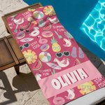 Personalized Summer Theme Oversized Quick Dry Beach Towel with Name Travel Accessories Holiday Gift for Kids