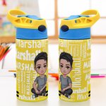 Bouteille d’Eau Isolante 355 ml Personnalisée avec Personnage de Dessin Animé et Nuage de Mots du Nom Cadeau de Rentrée Scolaire pour Enfants
