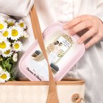 Personalizowane pudełko na biżuterię ze skóry PU z imionami i regulowanym lusterkiem do makijażu LED Prezent ślubny dla narzeczonych