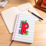 Personalized Apple Pencil A5 150 Pages PU Leather Cover Teacher Journal Notebook with Initial and Name Appreciation Back to School Gift for Teachers