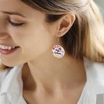 Personalize Apples Pencils Crayons Staplers Acrylic Dangle Earrings with Name Teacher's Day Birthday Gift for Teacher