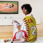 Spersonalizowany koc z kapturem z imieniem i napisem Baseball Christmas Tree Light Photo Miękki koc z kapturem z imieniem i napisem Sezon baseballowy Świąteczny prezent urodzinowy dla miłośników baseb