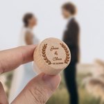 Bouchon de vin personnalisé Leaves Mountain avec nom et date Cadeau d'anniversaire de mariage pour jeunes mariés