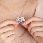 Mijn Beschermengel Altijd Dichtbij Mijn Hart - Gepersonaliseerde Sterling Zilveren Engelvleugel Foto Medaillon Ketting