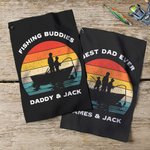 Personalizzato Pescatore 1-3 Bambini Silhouette Asciugamano in morbida cialda con testo e gancio Regalo per la festa del papà per l'uomo che pesca Papà