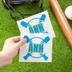 Personalised Multicolour Glitter Baseball Bat Design Decal Stickers with Name Set of 2 Helmet Laptop Decor Birthday Gift for Baseball Lover