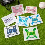 Personalised Multicolour Glitter Baseball Bat Design Decal Stickers with Name Set of 2 Helmet Laptop Decor Birthday Gift for Baseball Lover