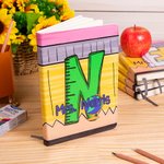 Personalized Apple Pencil A5 150 Pages PU Leather Cover Teacher Journal Notebook with Initial and Name Appreciation Back to School Gift for Teachers