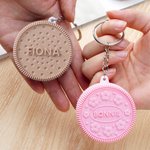 Porte-clés personnalisé avec impression 3D de biscuits avec nom Cadeau d'anniversaire pour couple amateur de biscuits