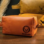 Gepersonaliseerde Vliegtuigpiloot Waterdicht PU Leren Grote Toilettas met Naam Reizen Luchtvaart Verjaardagscadeau voor Mannen Luchtmacht