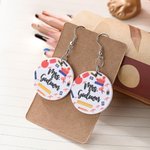 Personalize Apples Pencils Crayons Staplers Acrylic Dangle Earrings with Name Teacher's Day Birthday Gift for Teacher