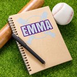 Personalised Multicolour Glitter Baseball Bat Design Decal Stickers with Name Set of 2 Helmet Laptop Decor Birthday Gift for Baseball Lover