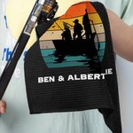 Personalizzato Pescatore 1-3 Bambini Silhouette Asciugamano in morbida cialda con testo e gancio Regalo per la festa del papà per l'uomo che pesca Papà