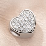 Personalizada de plata esterlina de cristal del corazón de fotos encanto accesorio ajuste collar pulsera de San Valentín Día de cumpleaños de regalo para los amigos de la familia