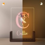 Gepersonaliseerd Zwanenmeer Ballet Meisje Naam Initialen LED Nachtlampje met Houten Voet Kid Slaapkamer Decor Verjaardagscadeau voor meisjes Ballet Lovers