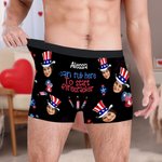 Personalised Firecracker Top Hat Face Photo Men's Underwear Boxer Brief Independence Day Valentine's Day Anniversary Gift for Husbands Boyfriends