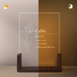Fleur de naissance personnalisée Définition du nom Veilleuse LED Décoration de la maison Cadeau d'anniversaire pour les femmes