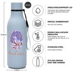 Personalisierte 550 ml Aquarell Blumen Stil Wasserflasche mit Auslaufsicherem Verschluss Trageschlaufe Geburtstag Geschenk für Freunde Familie