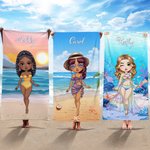 Gepersonaliseerde Zomer Onderwater Karakter Sneldrogend Oversized Microfiber Strandlaken met Naam Zomer Reizen Essentieel Verjaardagscadeau voor Vrouwen Meisjes