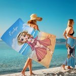 Gepersonaliseerde Zomer Onderwater Karakter Sneldrogend Oversized Microfiber Strandlaken met Naam Zomer Reizen Essentieel Verjaardagscadeau voor Vrouwen Meisjes