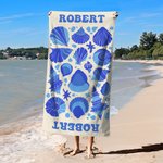Personalized Fish Marine Life Art Illustration Oversized Quick Dry Beach Towel with Name Summer Vacation Travel Essentials Birthday Gift for Friends