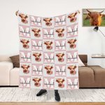 Personalizado lindo Highland vaca suave manta con nombre decoración del hogar aniversario cumpleaños regalo para familia amigos