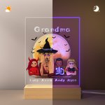 Spersonalizowana lampka nocna LED Witch Vampire Bat z 7 kolorami światła Drewniana podstawa Dekoracja domu Prezent na Halloween dla rodziny