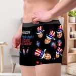Personalised Firecracker Top Hat Face Photo Men's Underwear Boxer Brief Independence Day Valentine's Day Anniversary Gift for Husbands Boyfriends