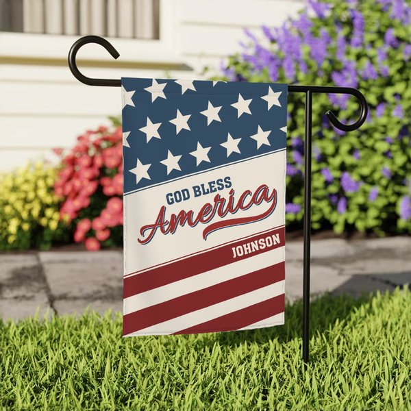 Personalized Stars and Stripes Design Garden Flag with Name Yard Porch Decor Patriotic 4th of July Independence Day Gift for American