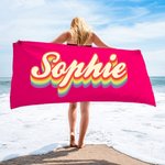 Gepersonaliseerde Kleurrijke Naam Sneldrogende Oversized Strandlaken Zomer Reisbenodigdheid Verjaardagscadeau voor Familie en Vrienden
