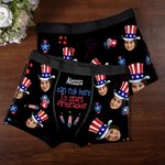 Personalised Firecracker Top Hat Face Photo Men's Underwear Boxer Brief Independence Day Valentine's Day Anniversary Gift for Husbands Boyfriends