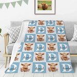Personalizado lindo Highland vaca suave manta con nombre decoración del hogar aniversario cumpleaños regalo para familia amigos