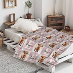 Personalizado lindo Highland vaca suave manta con nombre decoración del hogar aniversario cumpleaños regalo para familia amigos