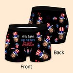 Personalised Firecracker Top Hat Face Photo Men's Underwear Boxer Brief Independence Day Valentine's Day Anniversary Gift for Husbands Boyfriends