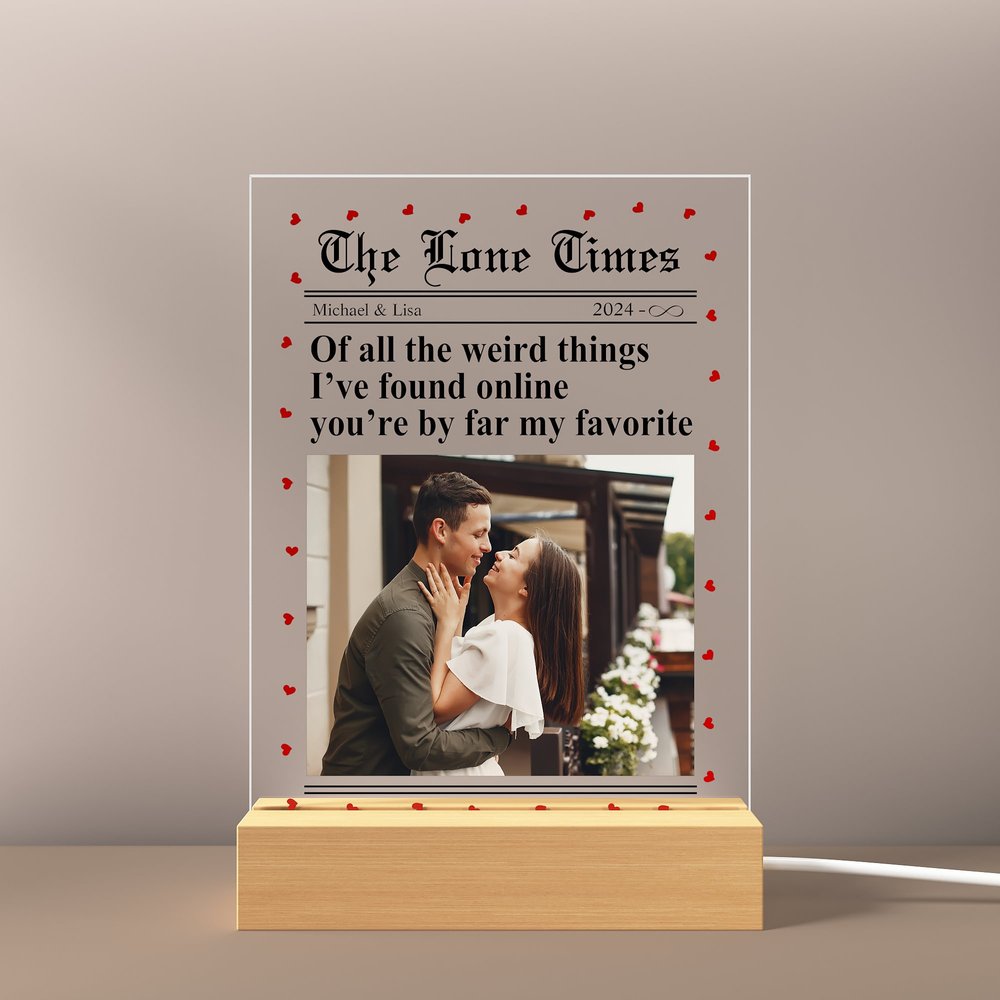 Personalized The Love Times Photo LED Acrylic Night Light with Name and Year Desk Decor Valentine's Day Anniversary Gift for Couple 5