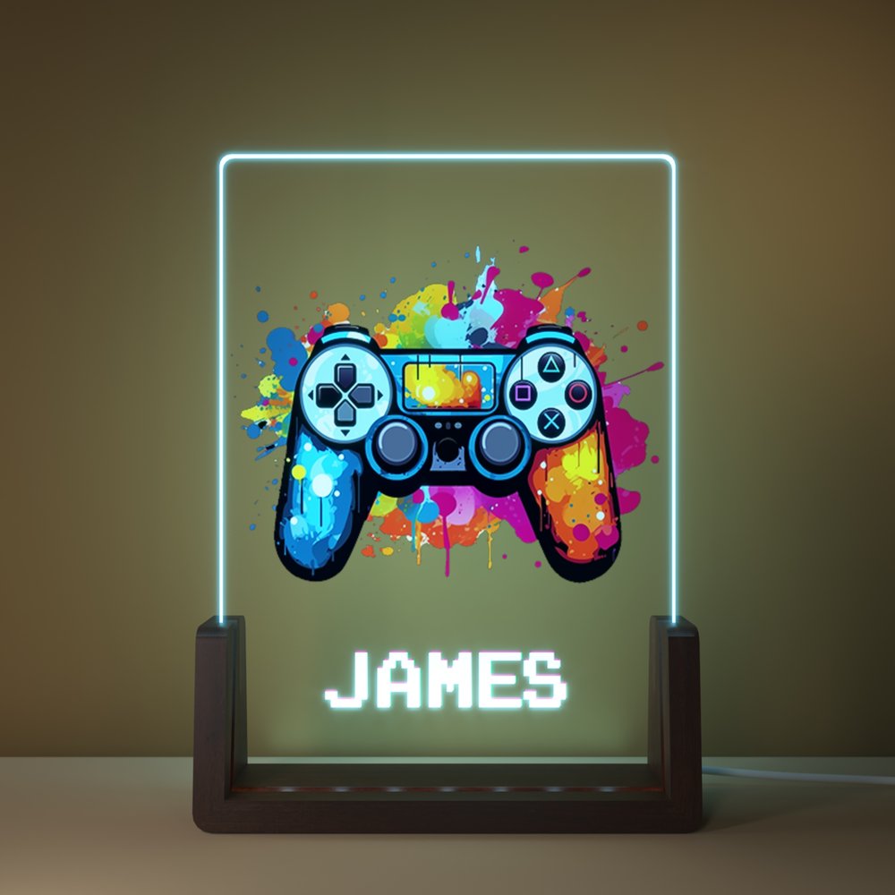 Luz nocturna LED personalizada con nombre de píxel y base de madera Decoración de guardería Regalo de cumpleaños para niños 5