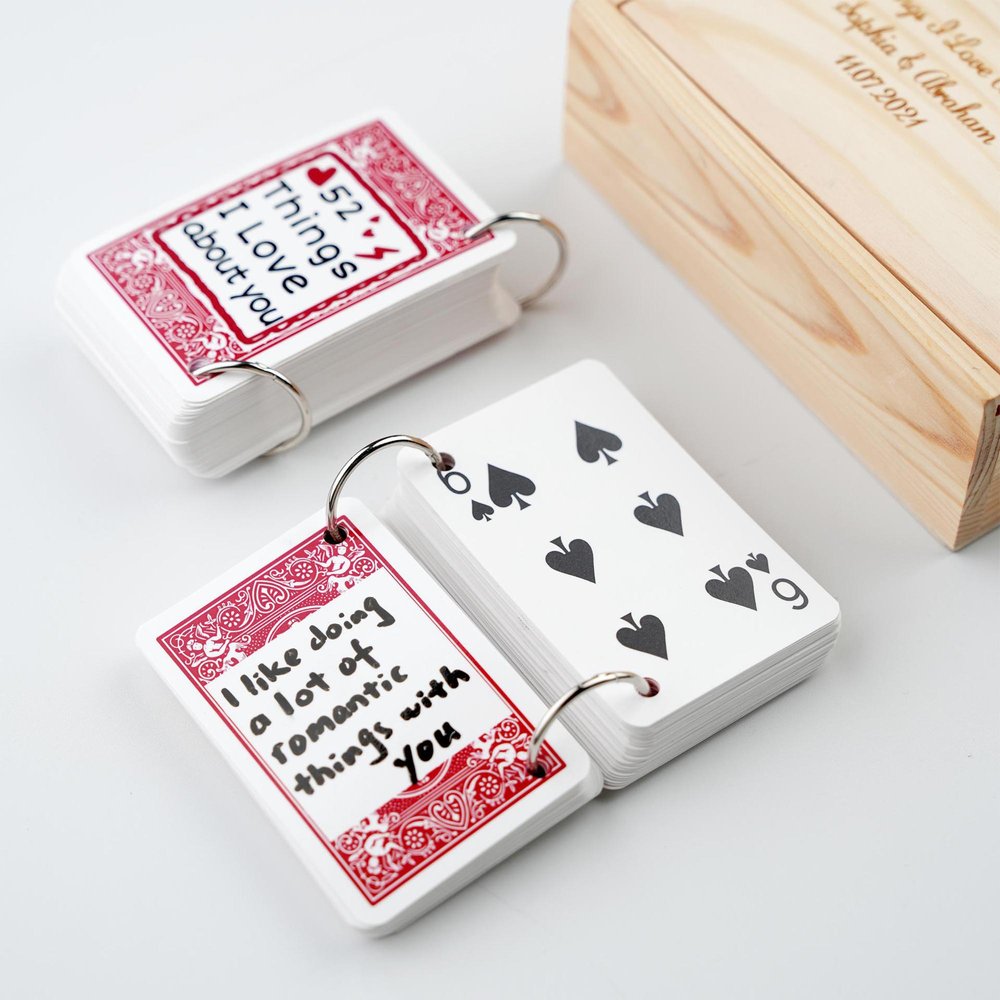 Personalized 52 Things I Love About You Multicolor Playing Poker Cards with Box Game Accessory Long Distance Relationship Anniversary Gift for Couple 3