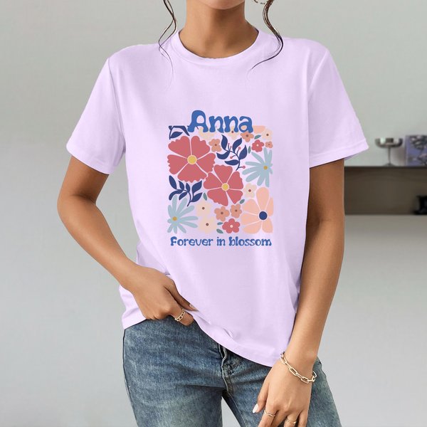 Maglietta personalizzata Bohemian Flower Multicolor Felpa con nome e testo Regalo di compleanno da viaggio quotidiano per donne