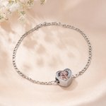 Personalizada de plata esterlina de cristal del corazón de fotos encanto accesorio ajuste collar pulsera de San Valentín Día de cumpleaños de regalo para los amigos de la familia