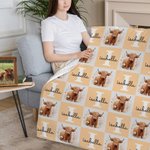 Personalizado lindo Highland vaca suave manta con nombre decoración del hogar aniversario cumpleaños regalo para familia amigos