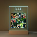 Personalised 2-9 Photos Collage LED Night Light with Wood Base and Text Home Decoration Father's Day Birthday Gift for Daddy Grandpa