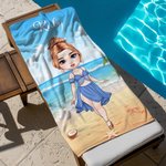 Gepersonaliseerde Zomer Onderwater Karakter Sneldrogend Oversized Microfiber Strandlaken met Naam Zomer Reizen Essentieel Verjaardagscadeau voor Vrouwen Meisjes