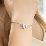 Personalizada de plata esterlina de cristal del corazón de fotos encanto accesorio ajuste collar pulsera de San Valentín Día de cumpleaños de regalo para los amigos de la familia