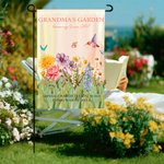 Spersonalizowana flaga ogrodowa 2-15 Birth Flowers z imieniem, pseudonimem i rokiem Dekoracja ogrodowa Dzień Matki Prezent urodzinowy dla mamy babci