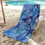 Gepersonaliseerd strandlaken met zeester en schelp Tie-Dye sneldrogend met naam en initiaal Verjaardagscadeau voor familie en vrienden