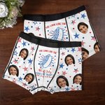 Caleçon Boxer Homme personnalisé avec Photo Independence Day Anniversary Birthday Cadeau d'Anniversaire pour Homme