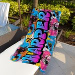 Personalisiertes Stilvolles Graffiti Strandtuch mit Namen Schnelltrocknend Party Reise Geburtstag Geschenk für Familie Kinder