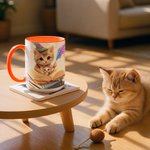 Taza de cerámica personalizada con nombre y posavasos Gato mágico 11 oz 15 oz Regalo de cumpleaños Aniversario para los amantes de los gatos Ratones de biblioteca